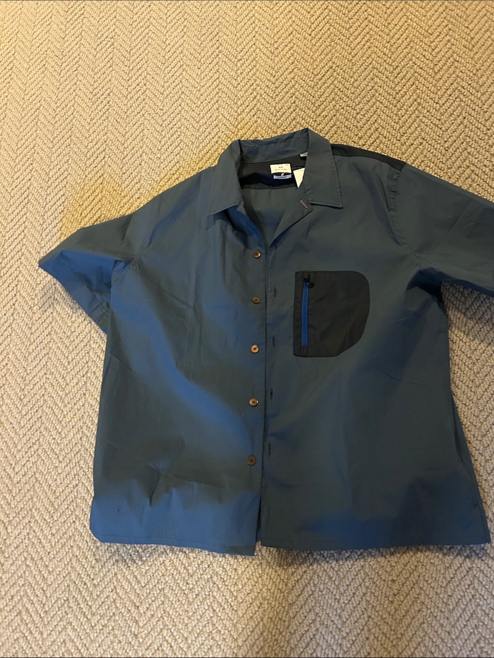 Paul Smith Blue Short-Sleeve shirt with Black Chest Pocket